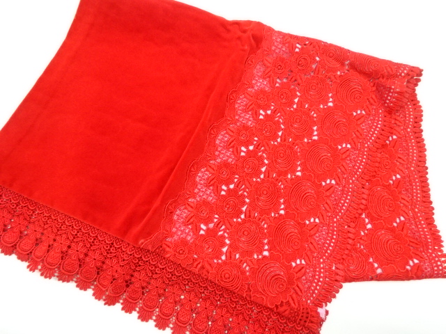 リサイクル　ビロードレース花模様ショール